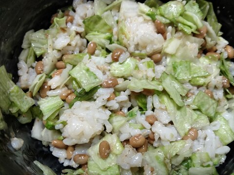 納豆すりごまレタスの混ぜご飯